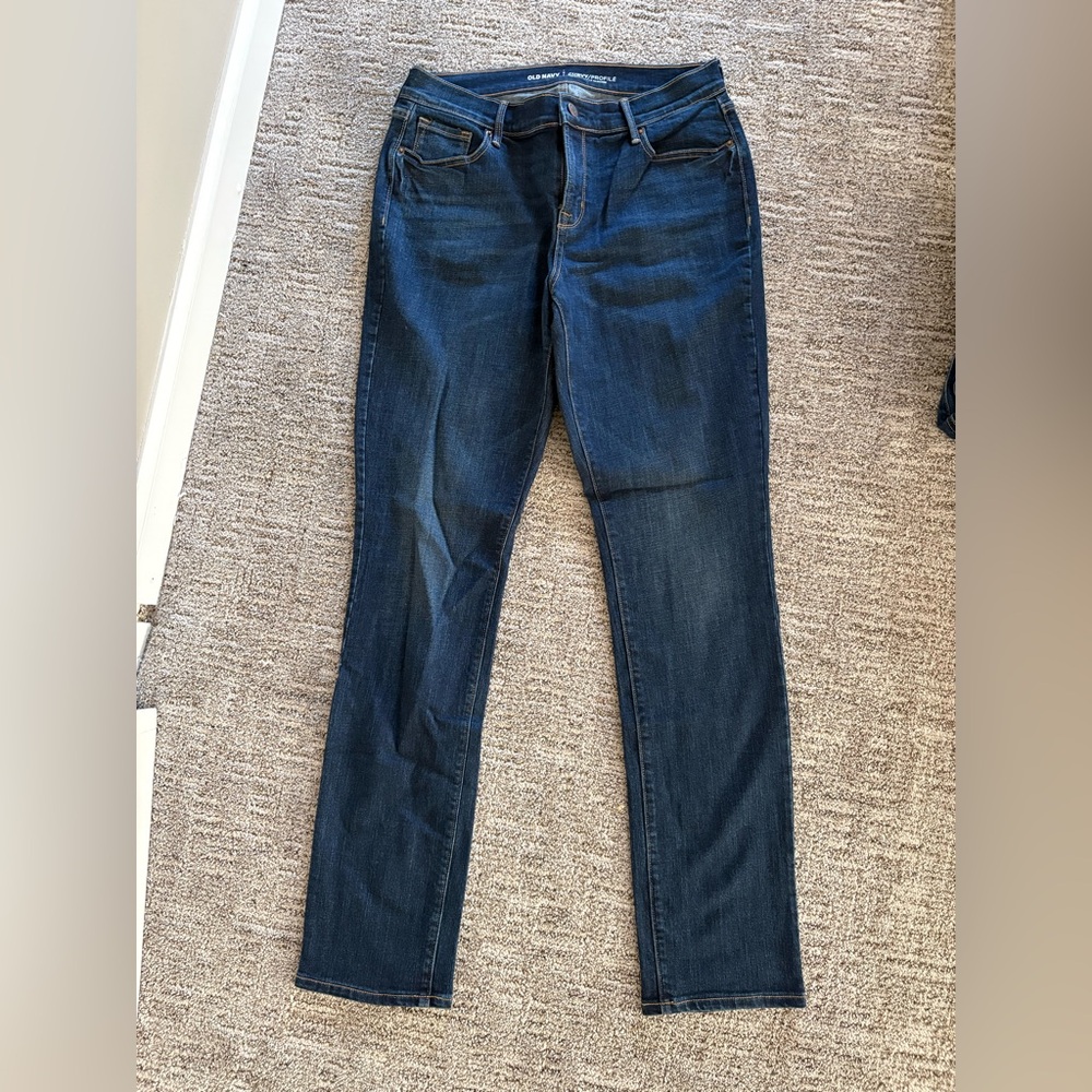 Old Navy Curvy Mid-Rise Straight jeans dark rinse sz 8 long